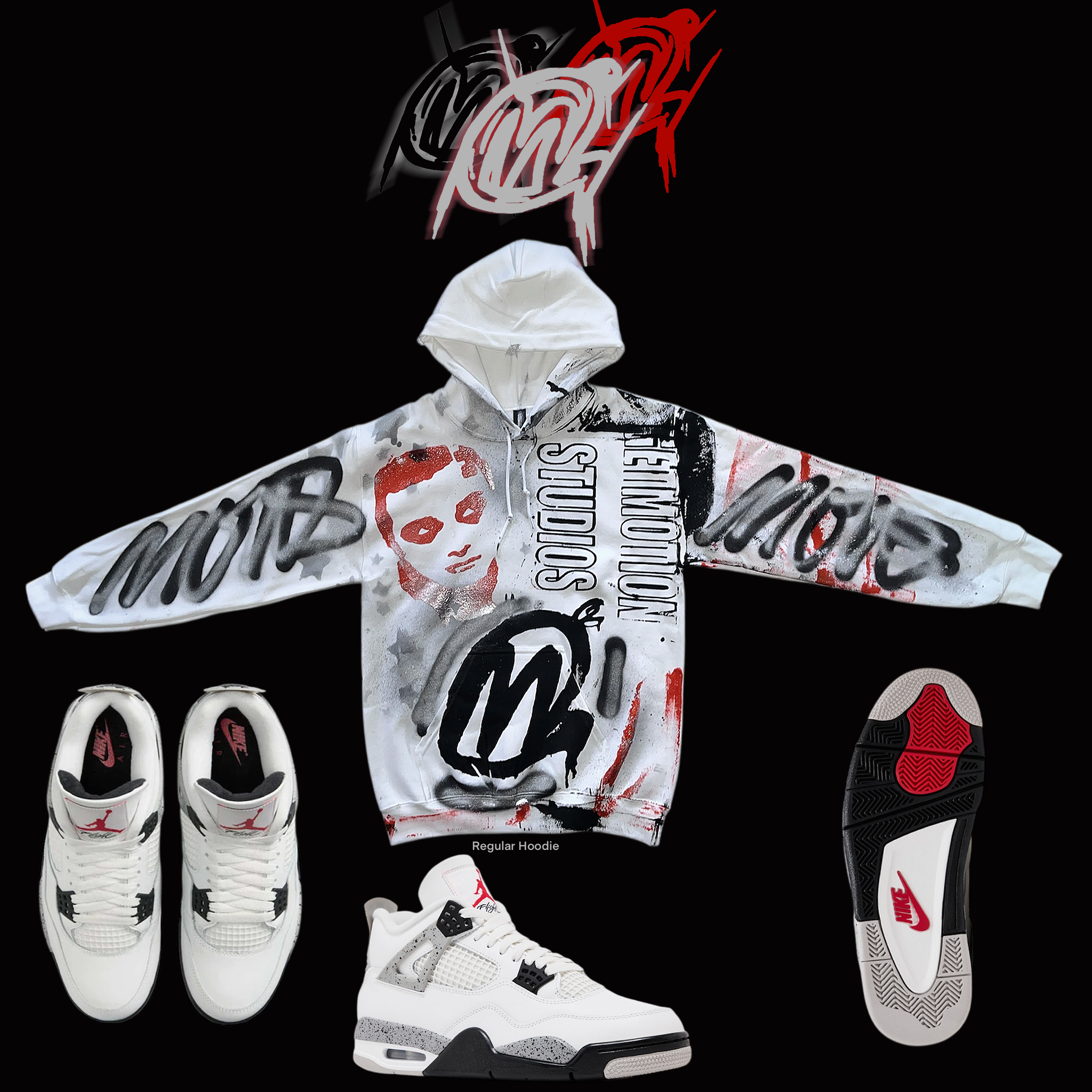 White Cement graffiti hoodie